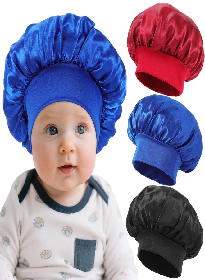 JOLYEAK 3 PCS Baby Bonnets for Sleeping,Baby Satin Silk Hair Bonnet,Infant Sleep Cap Hair Bonnet - Image 1